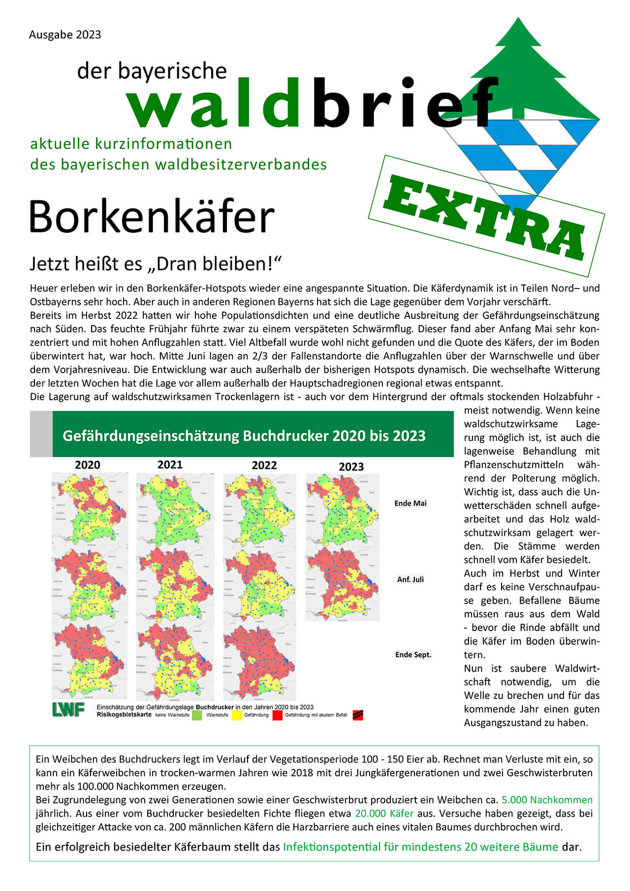 Borkenkäfer aktuell - Informationen des bayerischen Waldbesitzerverbandes - Waldbrief extra